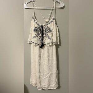 NWT Chic White Dress with Black Boho Print